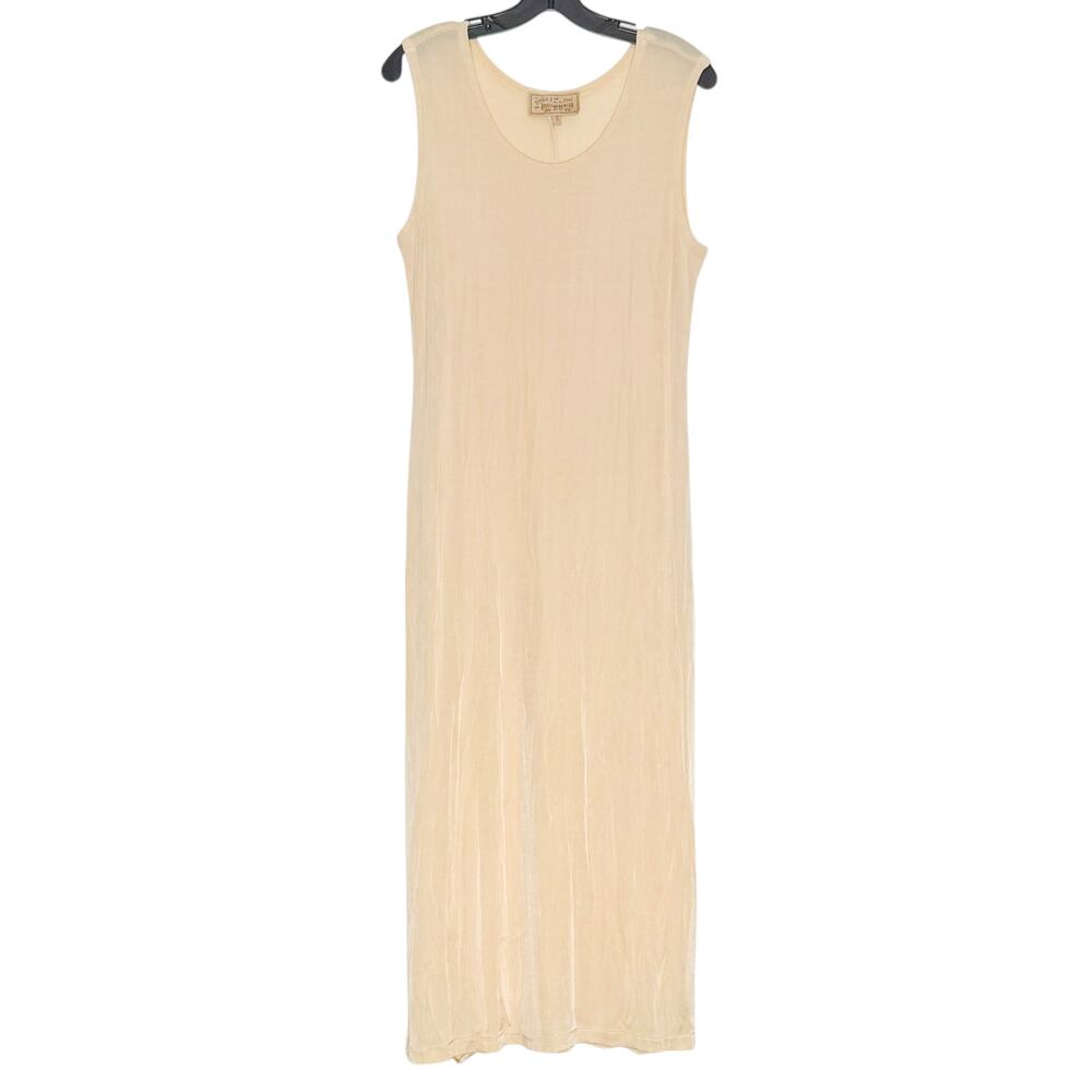 Double D Ranch Maxi Dress S Slinky Butter Yellow Vintage 90s Minimalist Stretch